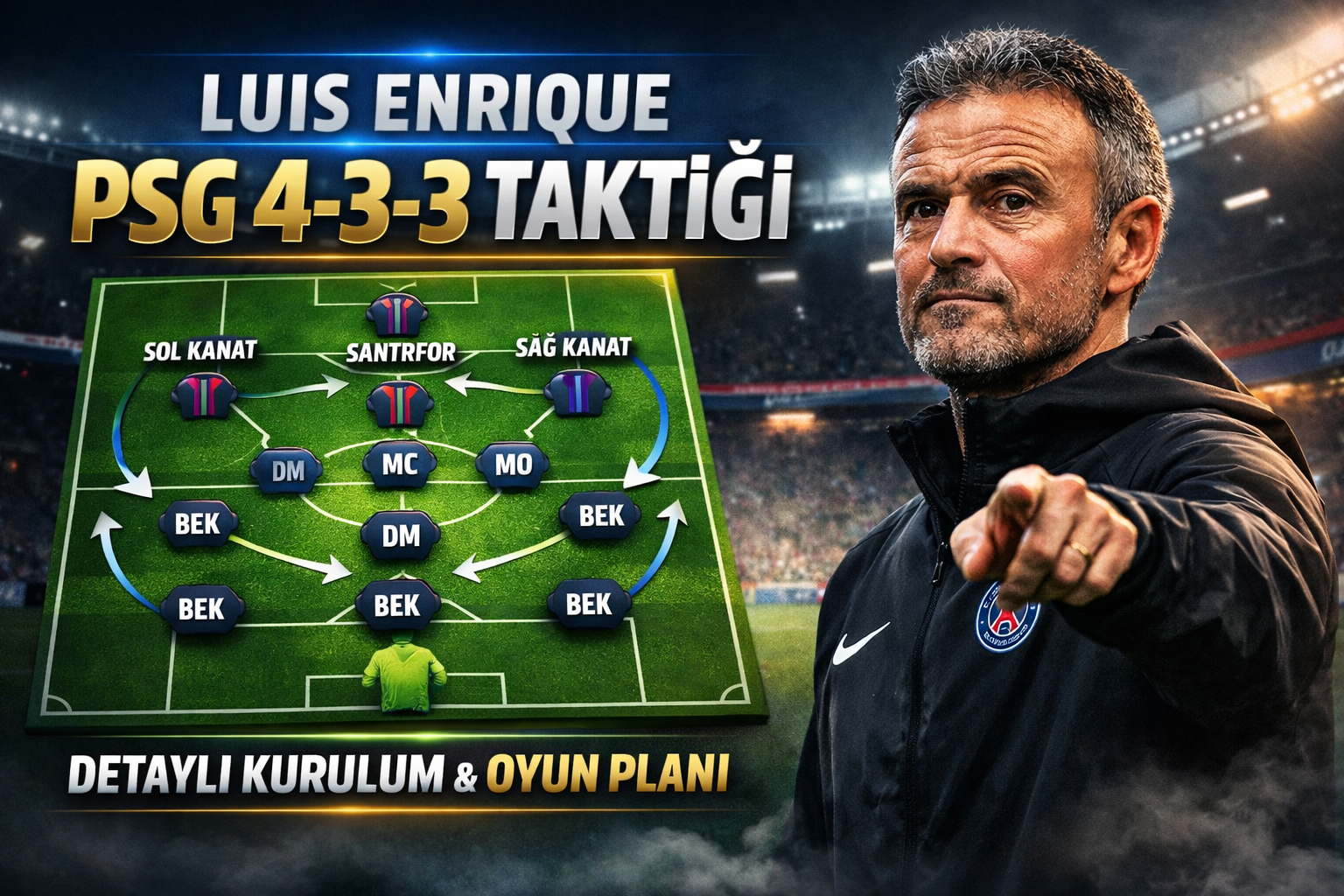 Luis Enrique PSG 4-3-3 taktiği dizilişi ve oyun planı görseli