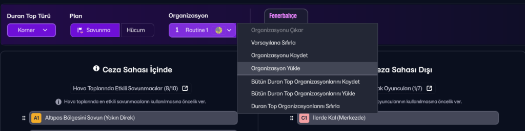fm 2026 korner taktiği yükleme organizasyon yükle ekranı